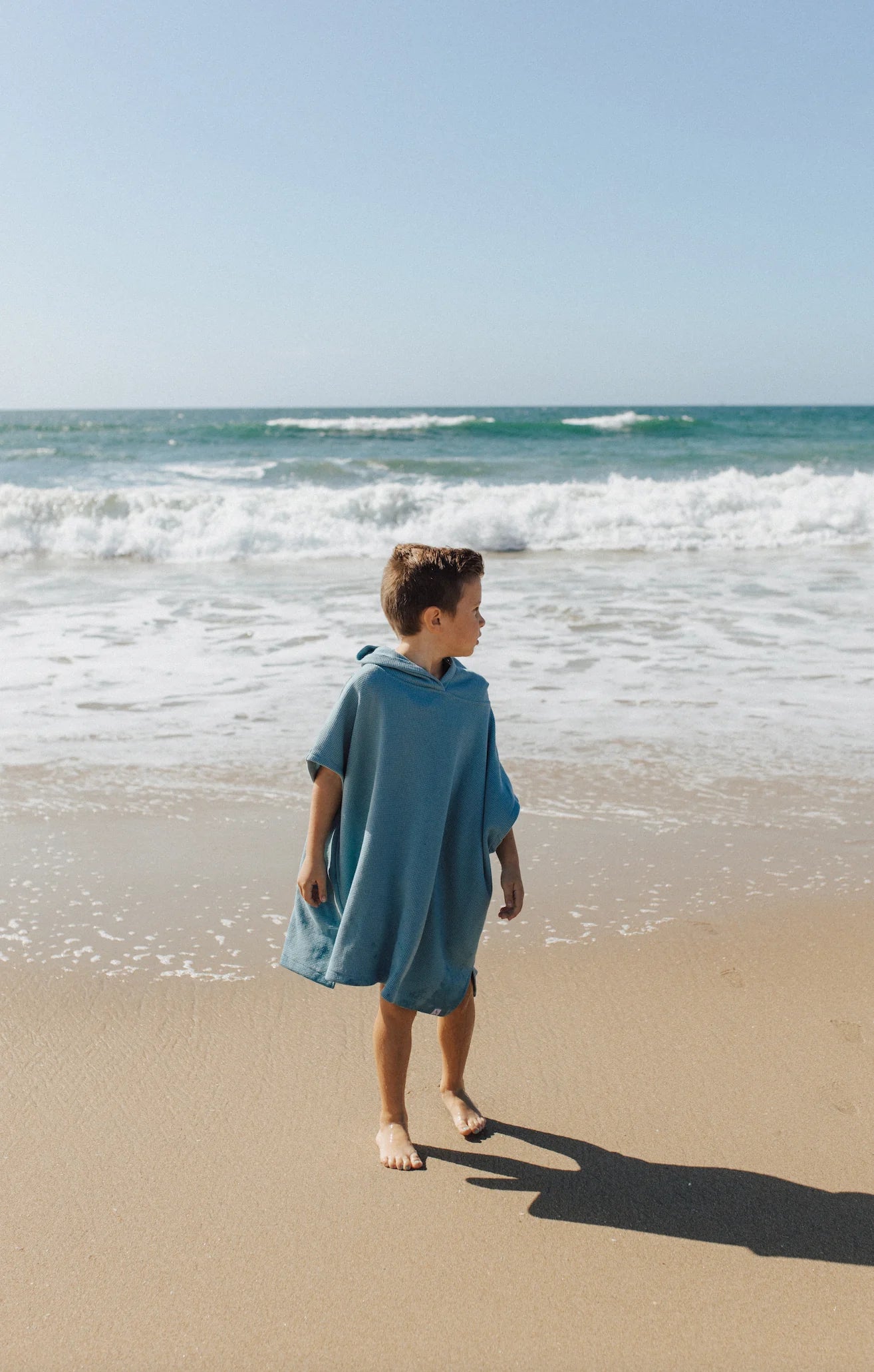 Waffle Beach Poncho - Stone Blue