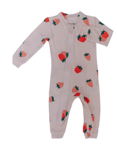 Bamboo Footless Sleeper - Strawberry Social