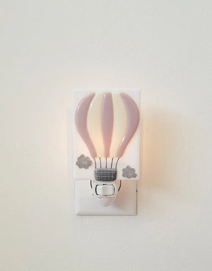 Glass Nightlight - Hot Air Balloon in Antique Pink