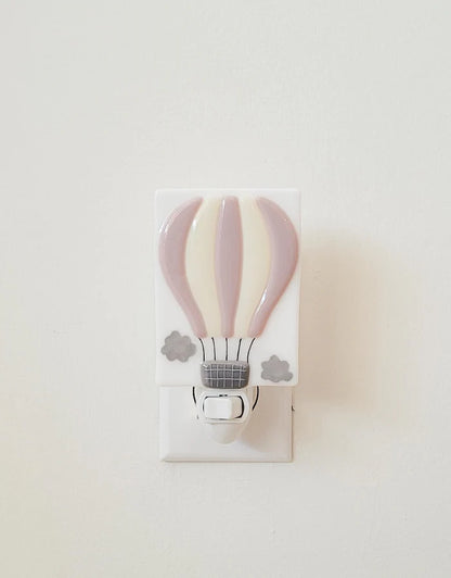 Glass Nightlight - Hot Air Balloon in Antique Pink