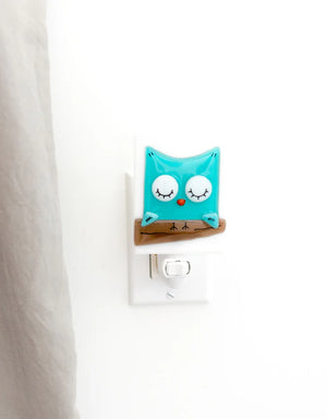 Glass Nightlight - Aqua Owl