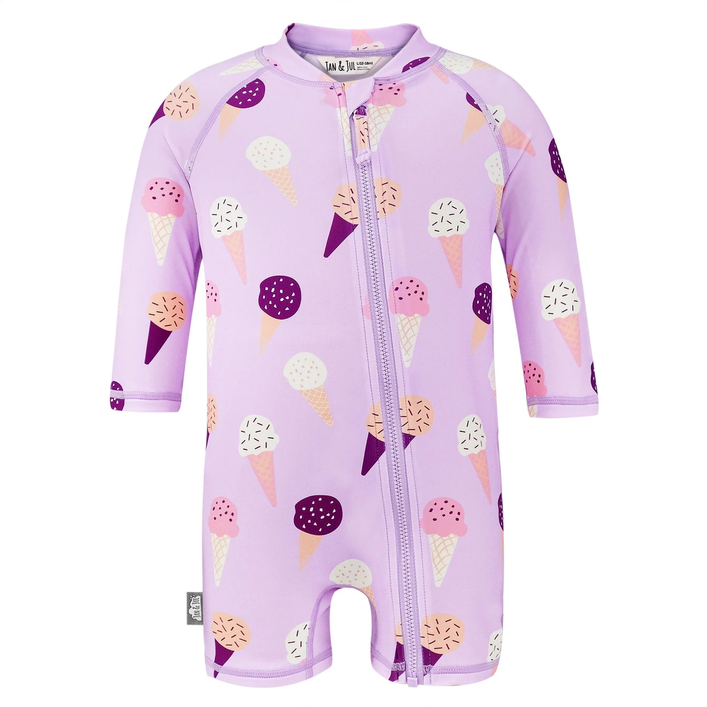 Kids One-Piece UV Sun Suit - Lavender Ice Cream